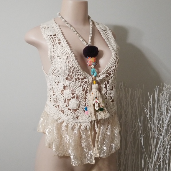 Papaya Tops - PAPAYA MACROME, LACE & FABRIC STYLISH VEST!